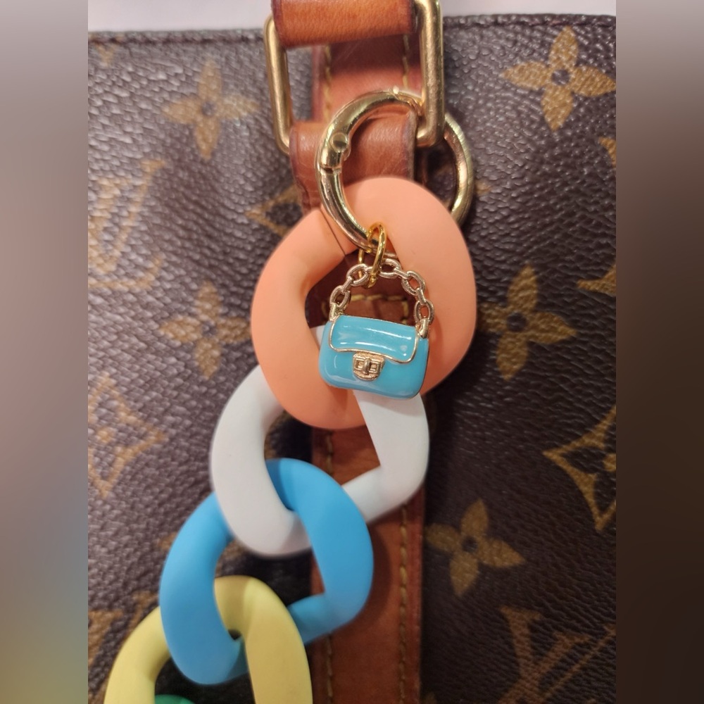 Resin Pastel Candy Box Colorful Bag Charm Chain Top Handle Purse Extender Blue - Picture 3 of 3